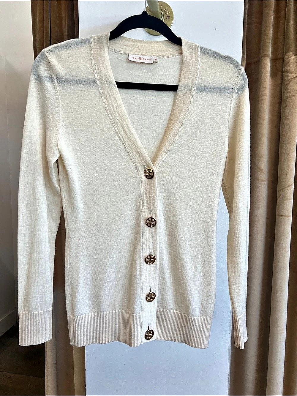 Tory Burch Simone Cardigan V-Neck White XS